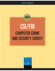 CSI/FBI COMPUTER CRIME AND SECURITY SURVEY 2003