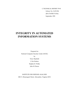 INTEGRITY IN AUTOMATED INFORMATION SYSTEMS