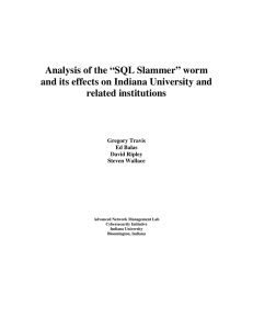 Analysis of the “SQL Slammer” worm related institutions Gregory Travis