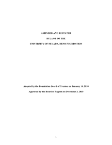 AMENDED AND RESTATED BYLAWS OF THE UNIVERSITY OF NEVADA, RENO FOUNDATION