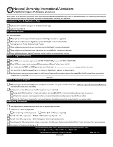 National University: International Admissions Checklist for Required Admissions Documents