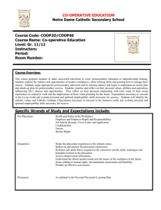 Notre Dame Catholic Secondary School Course Code: COOP2O/COOP40 Course Name: Co-operative Education