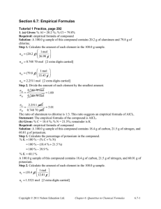 Section 6.7: Empirical Formulas