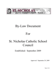 By-Law Document  For St. Nicholas Catholic School