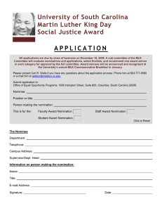 University of South Carolina Martin Luther King Day Social Justice Award