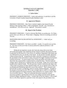 GENERAL FACULTY MEETING September 3, 2003  I.  Call to Order.