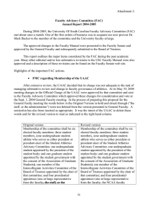 Attachment 3. During 2004-2005, the University Of South Carolina Faculty Advisory Committee...