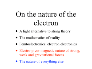 On the nature of the electron • A light alternative to string theory