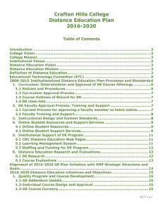 Crafton Hills College Distance Education Plan 2016-2020