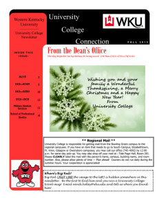 From the Dean’s Office University College Connection