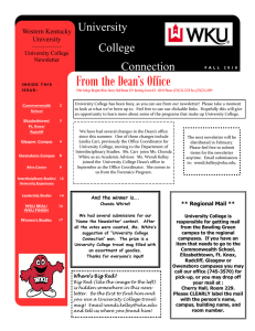 From the Dean’s Office University College Connection