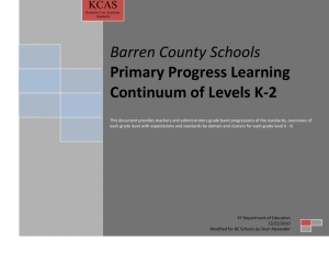 Barren County Schools Primary Progress Learning Continuum of Levels K-2 KCAS