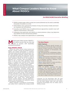 What Campus Leaders Need to Know About MOOCs An EDUCAUSE Executive Briefing