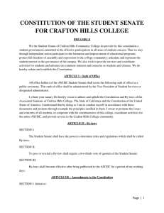 CONSTITUTION OF THE STUDENT SENATE FOR CRAFTON HILLS COLLEGE