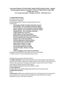 Associated Students of Crafton Hills College (ASCHC) Student Senate –... Meeting Agenda Monday, November 7, 2011 at 2:00pm (PST) Crafton...