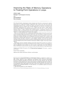 Improving the Ratio of Memory operations to Floating-Point Operations