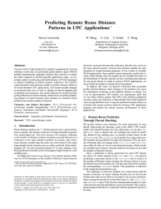 Predicting Remote Reuse Distance Patterns in UPC Applications ∗ Steven Vormwald