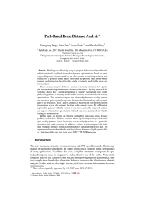 Path-Based Reuse Distance Analysis  Changpeng Fang , Steve Carr
