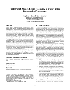 Fast Branch Misprediction Recovery in Out-of-order Superscalar Processors Peng Zhou Soner ¨