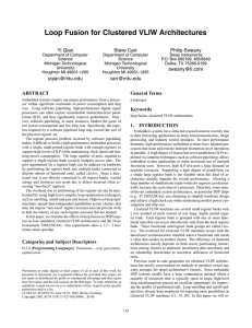 Loop Fusion for Clustered VLIW Architectures Yi Qian Steve Carr Philip Sweany