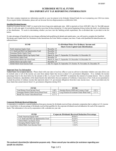 SCHRODER MUTUAL FUNDS 2014 IMPORTANT TAX REPORTING INFORMATION