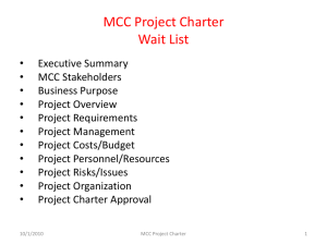 MCC Project Charter Wait List