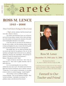 a r e t é ROSS M. LENCE 1943 - 2006