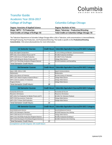 Transfer	Guide Academic	Year	2016-2017 College	of	DuPage Columbia	College	Chicago