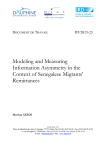 Modeling and Measuring Information Asymmetry in the Context of Senegalese Migrants' Remittances