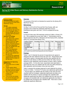 Research Brief Spring 2014 Mail Room and Delivery Satisfaction Survey