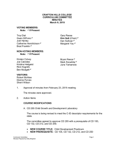 CRAFTON HILLS COLLEGE CURRICULUM COMMITTEE MINUTES March 9, 2015