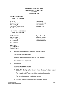 CRAFTON HILLS COLLEGE CURRICULUM COMMITTEE MINUTES February 9, 2015