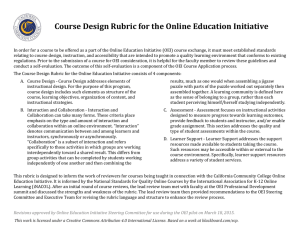 Course Design Rubric for the Online Education Initiative