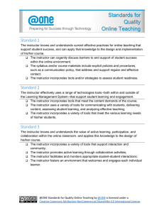 Standards for Quality Online Teaching Standard 1