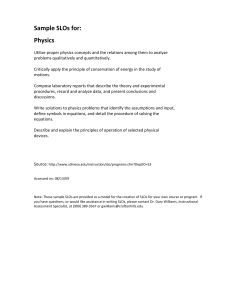 Sample SLOs for:   Physics 