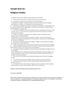 Sample SLOs for:   Religious Studies   