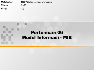 Pertemuan 06 Model Informasi - MIB Matakuliah : H0372/Manajemen Jaringan