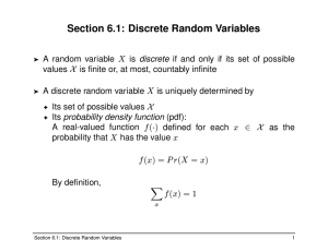 Section 6.1: Discrete Random Variables