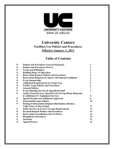 University Centers Table of Contents Facilities Use Policies and Procedures