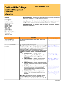 Crafton Hills College Minutes Enrollment Management Committee