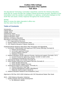 Crafton Hills College Distance Education Plan Update Fall 2015