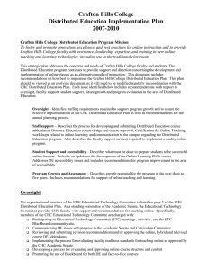 Crafton Hills College Distributed Education Implementation Plan 2007-2010