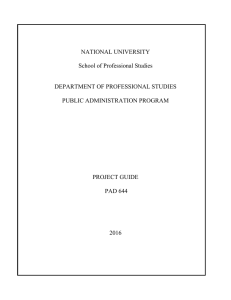 NATIONAL UNIVERSITY  School of Professional Studies DEPARTMENT OF PROFESSIONAL STUDIES