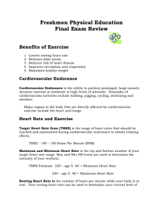 Freshmen Physical Education Final Exam Review Benefits of Exercise