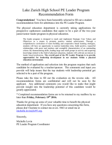 Lake Zurich High School PE Leader Program Recommendation Form