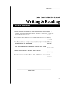Writing &amp; Reading  Lake Zurich Middle School Student Handbook
