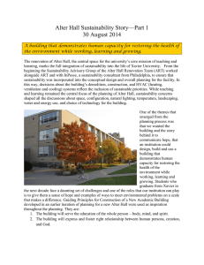 Alter Hall Sustainability Story—Part 1 30 August 2014