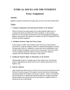 ETHICAL ISSUES AND THE INTERNET Essay Assignment Topics