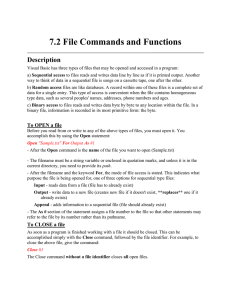 7.2 File Commands and Functions  Description