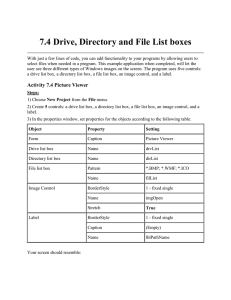 7.4 Drive, Directory and File List boxes
